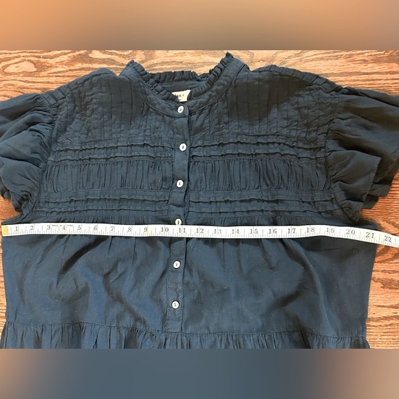 NWOT Dylan Anthropologie Midnight Navy Cotton Prairie Tiered Ruffle Dress Size M - Picture 10 of 12